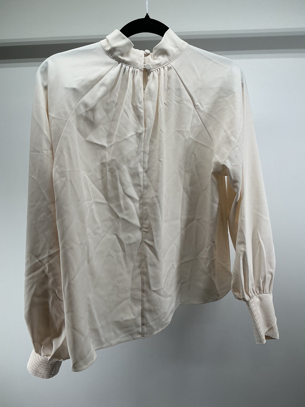 Drapey Chiffon Mock Neck Long Sleeve Blouse